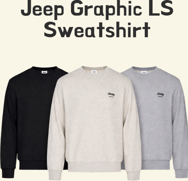 지프 남성 마운틴 백프린팅 맨투맨 긴팔 라운드 티셔츠