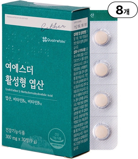 본사직영 여에스더 활성형 엽산 l 국내 특허 보유 5 MTHF l 국민영양 프로젝트, 30정, 8개