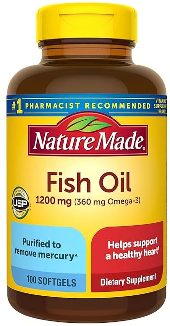 Nature Made Fish Oil Omega-3 1200mg Pack of 100 Softgels, 2개, 100정 - 쿠팡