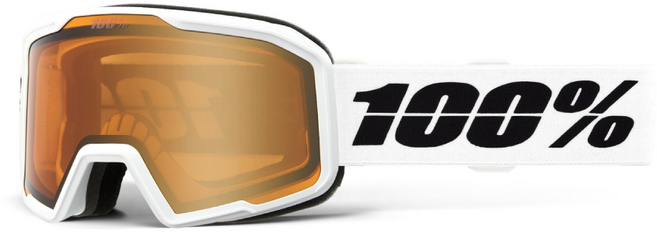 백퍼센트 100% 발노르2 AF 겨울 스노우 보드 스키 고글, 베이스 화이트 / 앰버 렌즈, 1개
