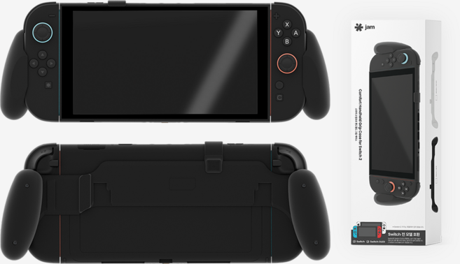 잼몬스터 닌텐도 스위치2 oled 그립 케이스 슈퍼컴포트 전모델호환, 1세트, 블랙, NS2GC1