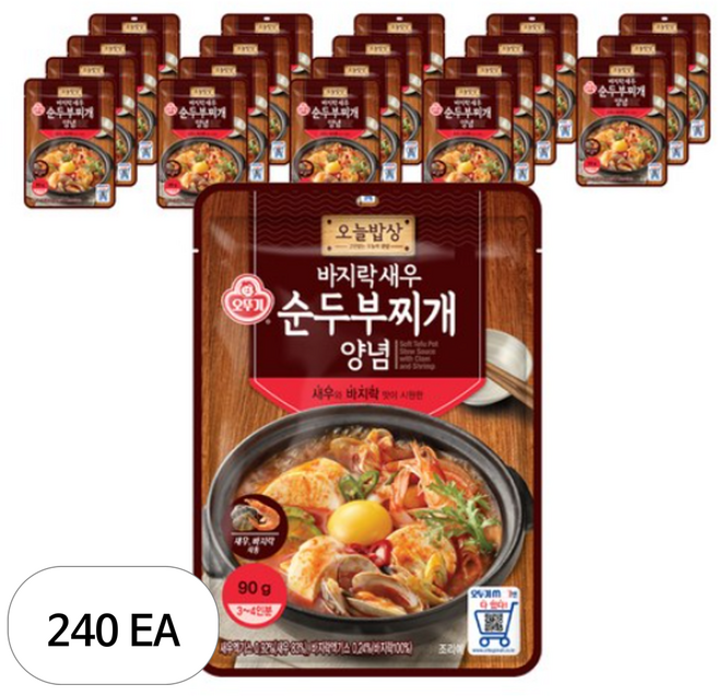 오뚜기 바지락 새우 순두부 찌개 양념, 90g, 240개