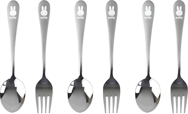 키친유 국산 레이저 미피 스텐 유아스푼포크세트, 혼합색상, 스푼 3p + 포크 3p, 1세트