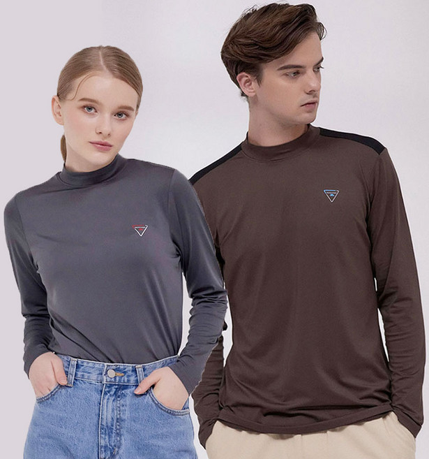 로즈엘리 4장세트 남여커플 FW 스트레치 베이직 반폴라티셔츠