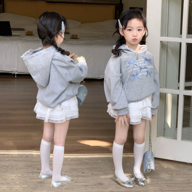 [더사랑이] 밸라후드모자캉캉치마상하복세트 키즈 아동복 유아 상하복 상의+하의 세트 여아상하복세트 등원룩 나들이룩 치마상하복