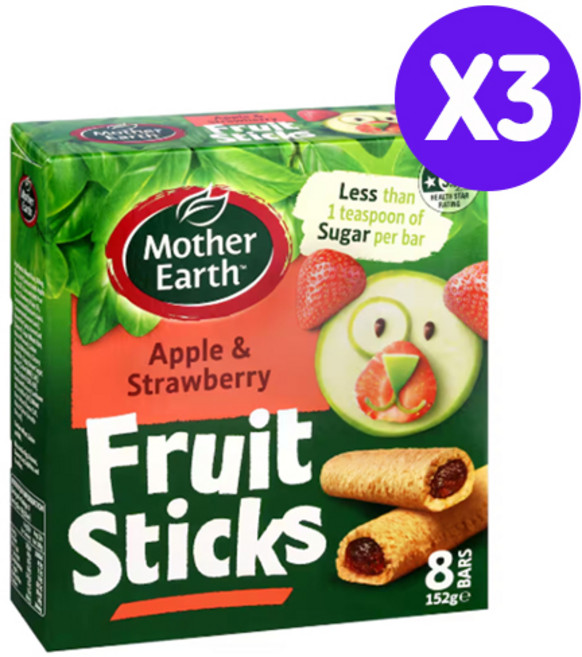 마더어스 프룻 사과 딸기 에너지바 8개X3, 152g