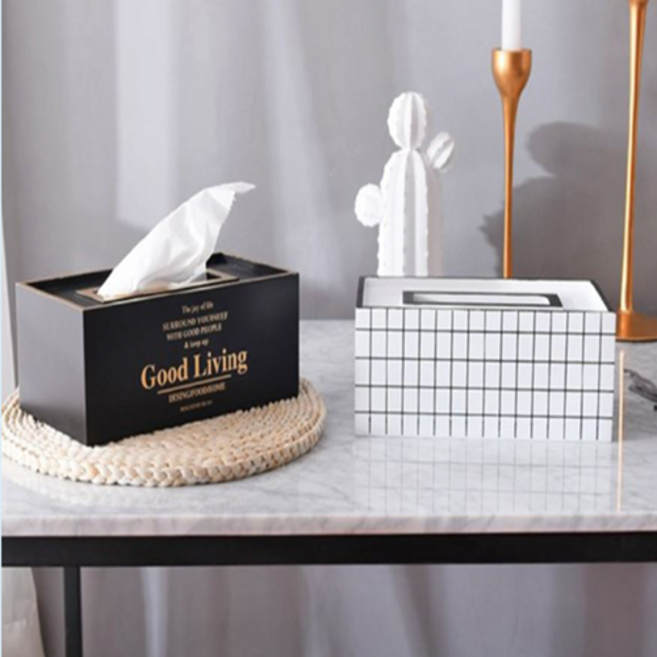 생활일번지 엔티크 우드 티슈케이스 휴지사각케이스, 블랙, 1개