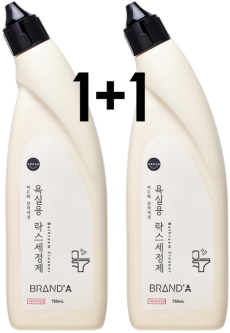1+1 크러쉬 세제 욕실 청소세제 락스 세정제 변기 타일 곰팡이 물때제거 다목적 클리너, 2개, 750ml
