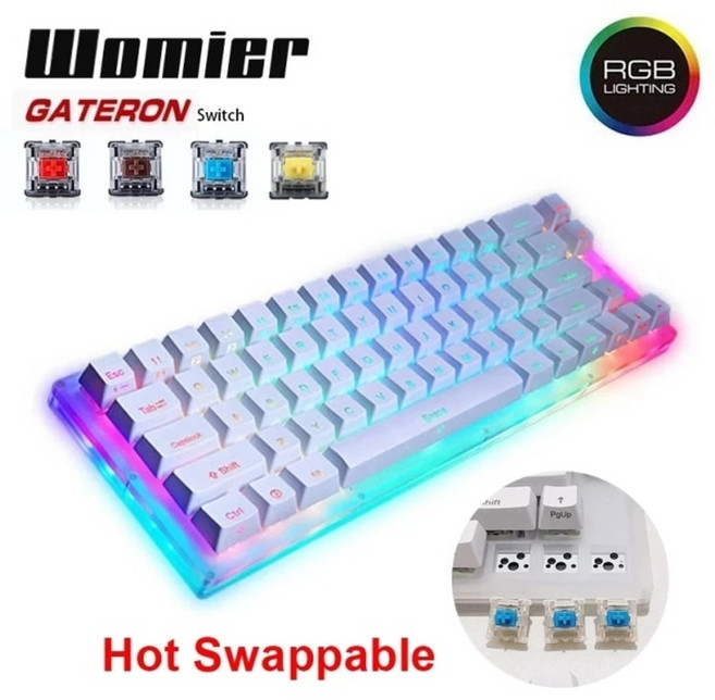 키보드 자판기 컴퓨터 매크로 한손 자판 조용한womier gamakay k66 188, 빨간 스위치, 우미에 k66