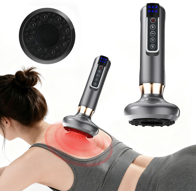 Garrl 전동 괄사기 흡착형 괄사 마사지기 전신 안마기 진공 온열 12단계, 그레이