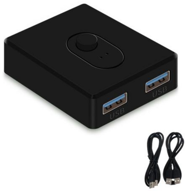 USB 3.0 KVM 스위치 노트북 컴퓨터 프린터 키보드 마우스용 USB 스플리터 공유 컨트롤러 블랙 1X2 2X1, 노트북 컴퓨터 프린터 키보드 마우스 블랙 A용 USB, 1개