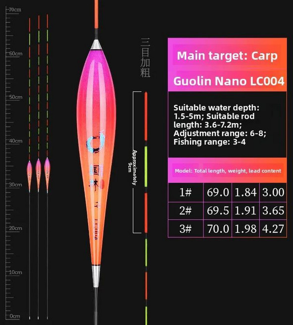 슈퍼 롱 나노 피쉬 플로트 잉어 메기 민감한 낚시 장비 테일 부력 표시기 호수 연못 호수용, K. LC004【두꺼운 꼬리 70cm3.0g】