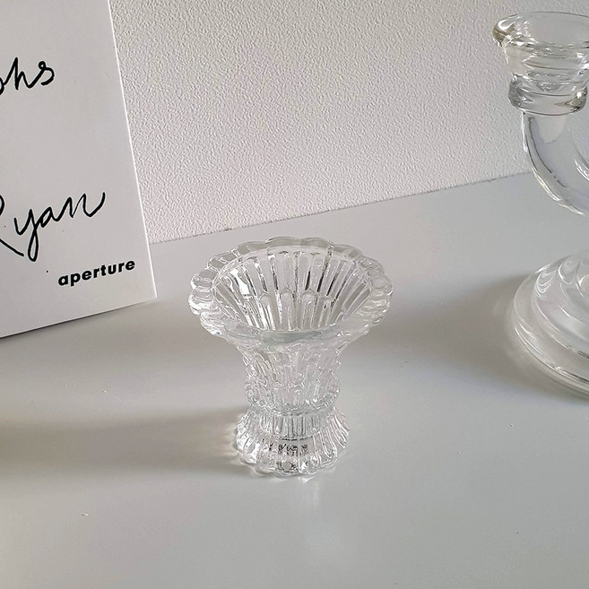 나팔꽃 유리 테이퍼 촛대 2개 세트, 2개가 1세트