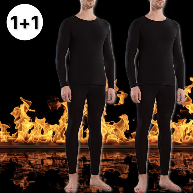 맥맨 1+1 남성 기능성 발열내의 히트 초경량 상하의 내복 세트