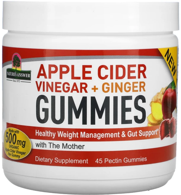 네이쳐스엔서 사과 식초 앤드 생강 맛 구미젤리 더 마더 함유 500mg 펙틴 구미젤리 45개, 1개 - 쿠팡