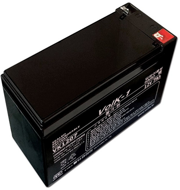 VK1207 12V 7Ah 볼크원 배터리 무보수 밀폐형 산업용 밧데리 전동자동차 축전지, 1개, 1개입
