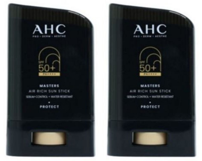 AHC 마스터즈 에어리치 선스틱 SPF50+ PA++++, 22g, 2개