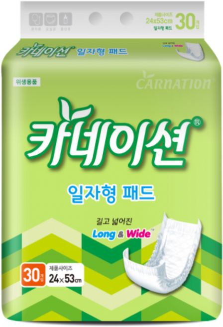 카네이션 속기저귀 일자형패드, 30매입, 8개