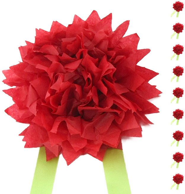 카네이션 만들기 대사이즈 종이 대왕 인간카네이션 스승의날 어버이날, 레드(10개입)