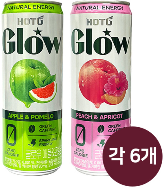 롯데칠성 핫식스 글로우 355ml (애플포멜로+피치살구), 710ml
