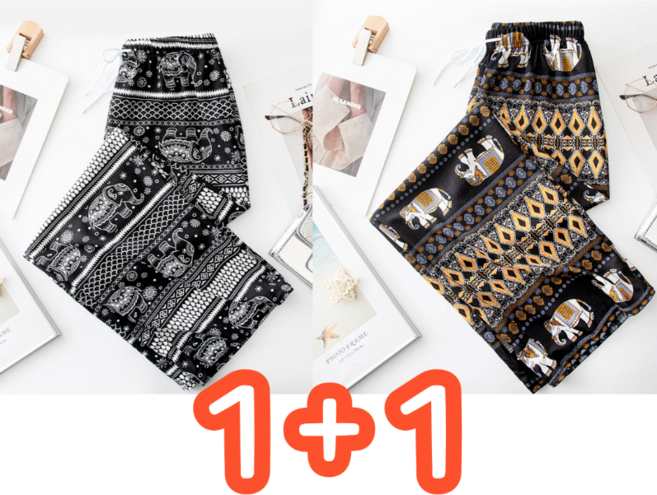 [에이엘 컴퍼니] 1+1 봄 여름 필수 냉장고 바지 여성 와이드 팬츠 쿨링 아이스 밴딩 바지 1+1