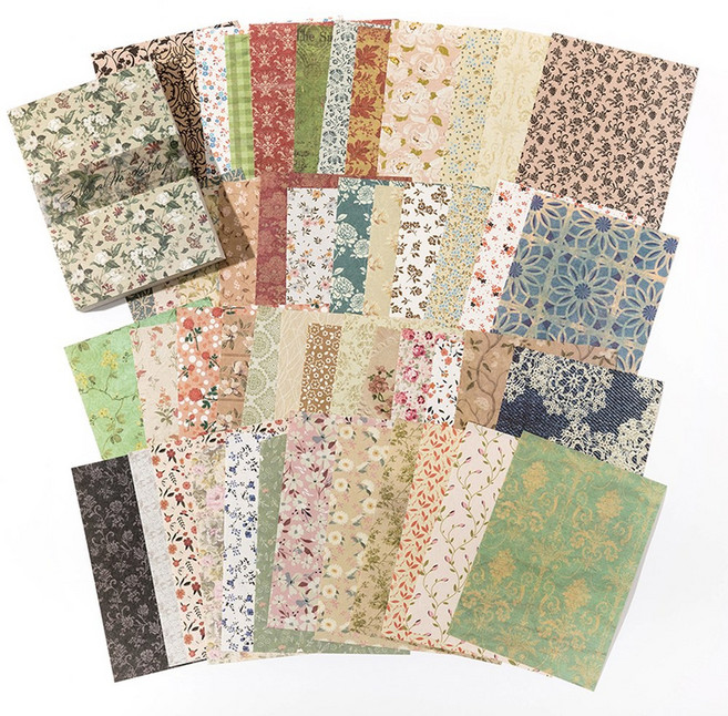 100 pcs 빈티지 소재 일기 앨범 배경 종이 DIY 장식 컬러 종이 Scrapbooking 정크 저널 편지지 용품, 04 I