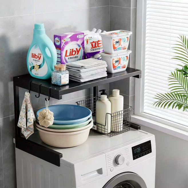 수납 정리 선반 세탁기 위 선반 길이 조절 선반 냉장고 자석 선반, 1개, 흰색