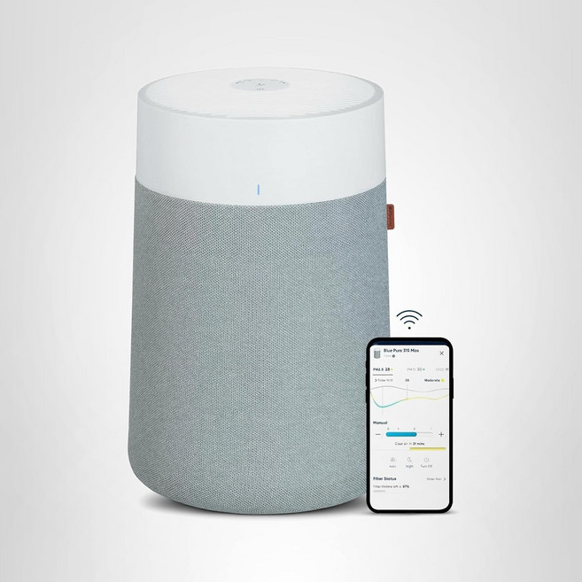 중형 객실 침실 주방용 블루에어 공기청정기 1시간 만에 1858평방피트 청소 가정용 HEPASilent 스마트 반려동물 바이러스 먼지 곰팡이 연기 - 블루 퓨어 311i Max, Medium Room