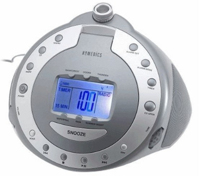 HoMedics SS-6000 多功能投影鬧鐘 倒數 定時 收音機 鬧鐘 CD/AM/FM 近全新, Silver
