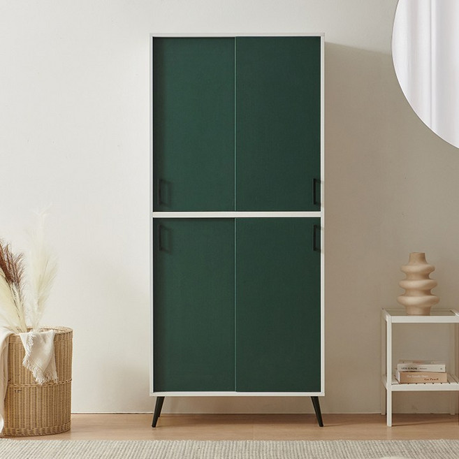 에린 슬라이드 높은 수납장 800 팬트리장, 화이트그린