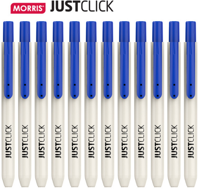 모리스 JUSTCLICK 저스트클릭 네임펜 S 1타 12p 노크식 네임펜 사무용/학교, 1개, 파랑(12개)