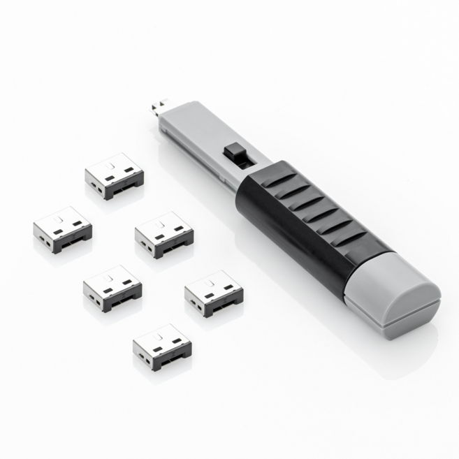 스마트키퍼 유일 국내 제조 USB 포트락 6P + 락키 세트 포트 보안 차단 잠금 장치 시스템 물리보안 감사, USB포트락 6개 + 베이직 키 1개, 블랙(BK), 1개