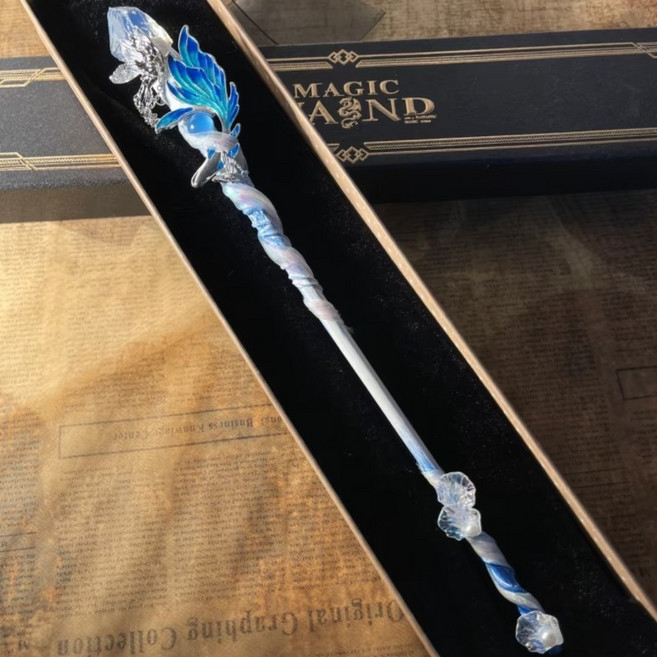 Cosplay 權杖手杖 Cos道具 拍照道具 網紅爆款原創手作魔杖 海洋小清新ins風 哈利波特生日禮物, 1個, 單支魔杖有禮盒, 單支魔杖有禮盒