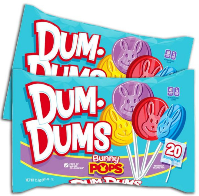 덤덤스 버니 팝스 이스터 롤리팝스 2024 바스켓 캔디 2-20ct 봉지 팩, 덤덤스 버니 팝스 이스터 롤리팝스 2024, 바스켓 캔
