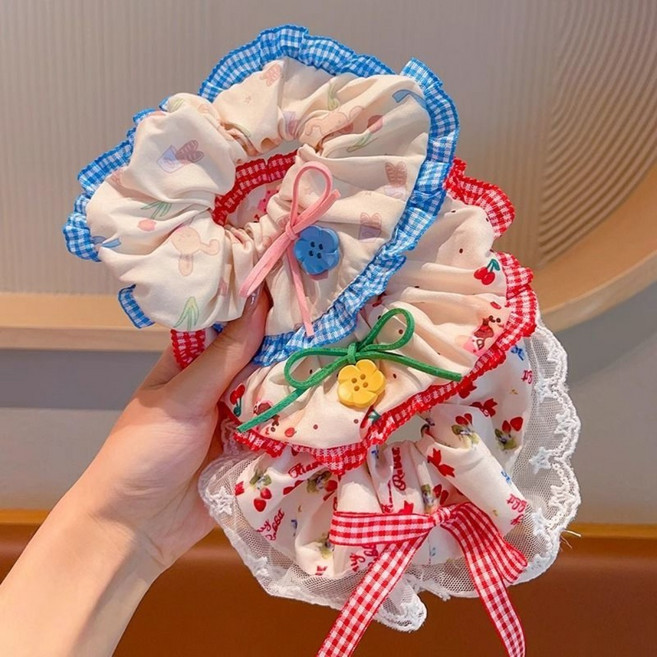 귀여운 대왕 스크런치 헤어 곱창 머리끈 3종 세트