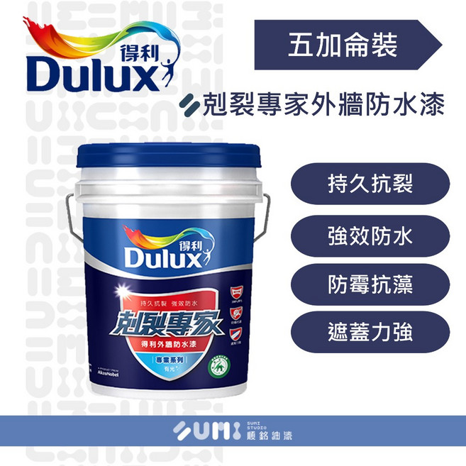 得利 A955剋裂專家外牆防水漆（5加侖裝）, 1個, 白色