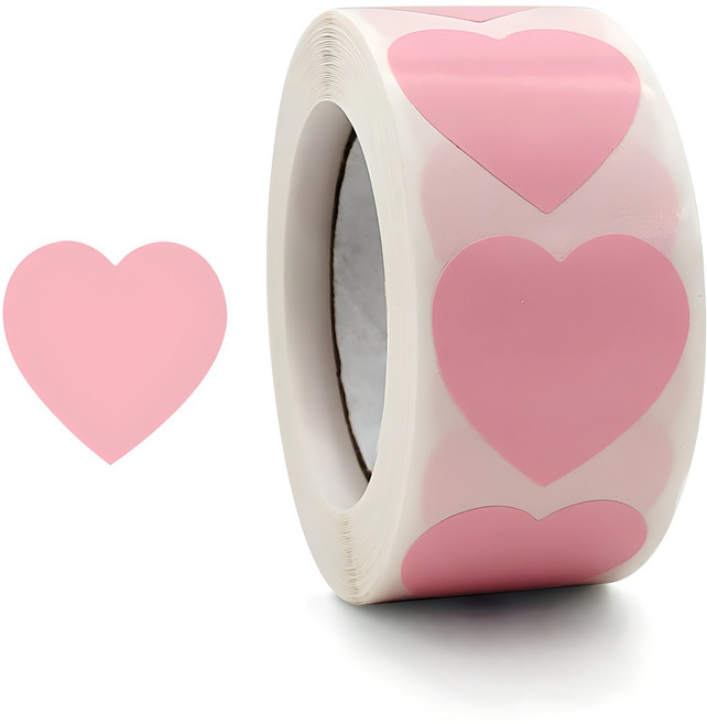 바이트 하트 컬러 스티커, 1개, 연분홍