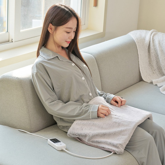 리빙베이 전기 온열 찜질기 맥반석 찜질매트, 중형, 밍크 그레이
