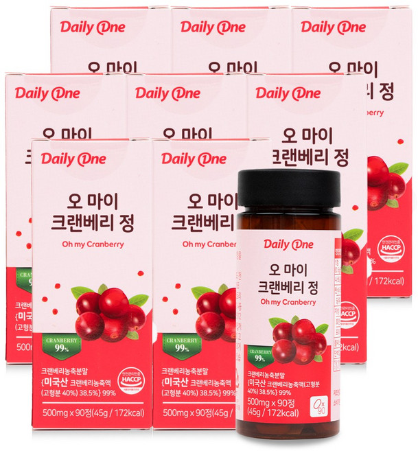 데일리원 오 마이 크랜베리 정 여성 농축 분말 대용량, 8개, 90정