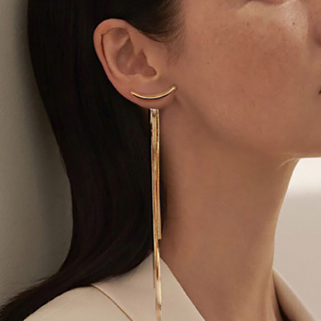 골드 체인 드롭 포인트 여성 패션 귀걸이 J2487