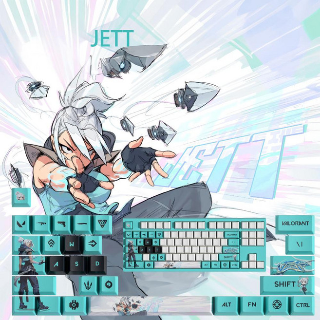 SimHm 발로란트 키캡 스킬 세트 기계식 키보드 PBT 포인트 커스텀게이밍 굿즈 valorant keycaps Esc, 29 KEYS, 제트 JETT