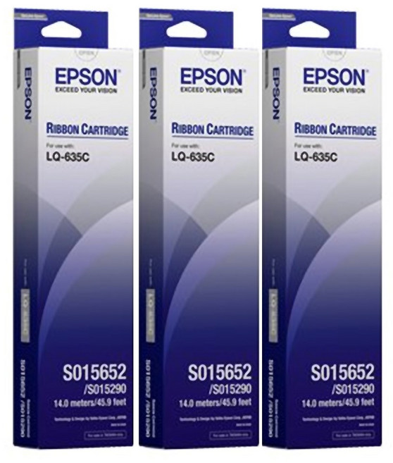 EPSON 原廠色帶 S015652 黑色 適用於 LQ-635C 印表機 列印品質清晰 安裝簡便, 3個