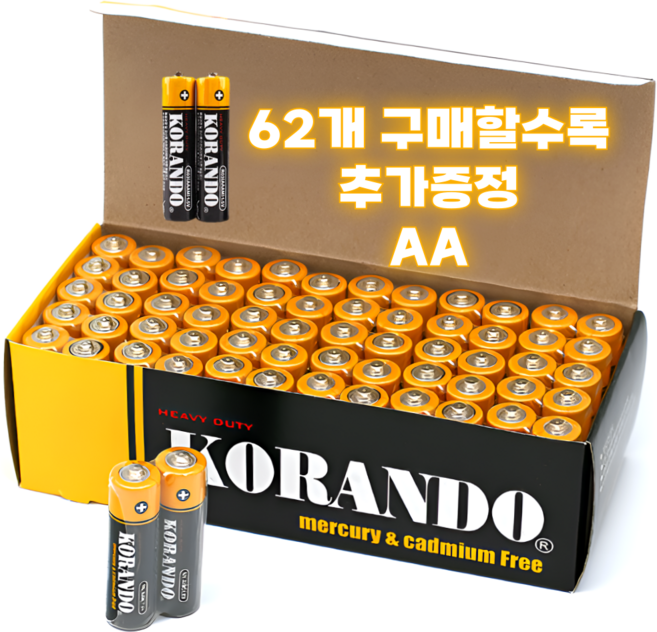 건전지나라 오래가는 대용량 AA 건전지 최신출시 추가증정, 1개, 62개입