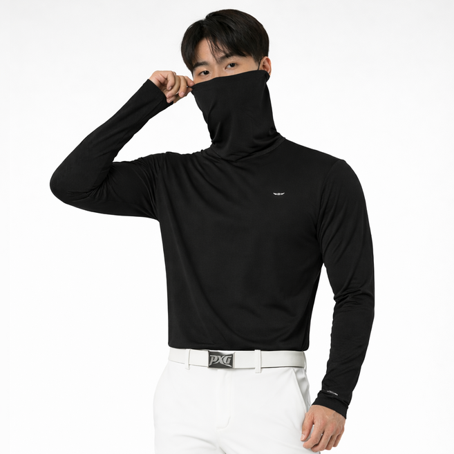아소트 스포츠 아웃도어 프리미엄 골프이너 쿨링 남성 마스크 일체형 긴팔 티셔츠