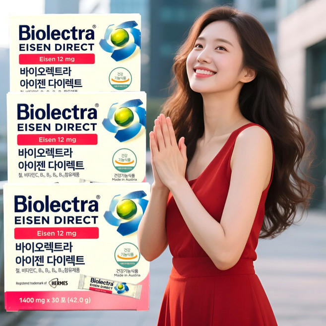 [110년자부심과 기술 약국판매정품] 약국 철분제 비타민C 비타민B군 함유 헤어매스 바이오렉트라 아이젠다이렉트, 42g, 3박스