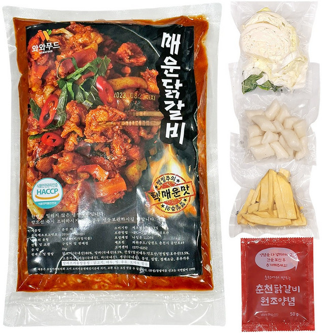춘천 양념닭갈비 다리살 1kg 매운맛 (3-4인분)+사리세트 380g+양념 50g 국내산 냉장육, 1개, 1.43kg