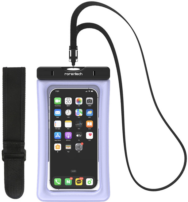 로랜텍 IPX8등급 스마트폰 방수팩 4중 잠금 스포츠 암밴드 넥스트랩, 블루, 1개