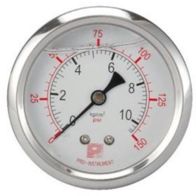 埋入式半白鐵充油壓力計 50MM*1/4PT/140PSI, 1個, 10kg