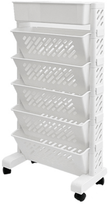팝키즈 이동식 책꽂이 북트롤리 북카트, 6단 북트롤리 화이트