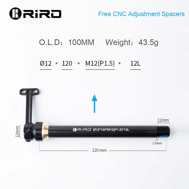 RIRO 산악 자전거 릴리스 샤프트 액슬 액슬 스루 레버 허브 액슬 12X142 포크 스루 자전거 프론트 TA 12X148 포크 15X100 110MM, 12mm 120mm, 1개